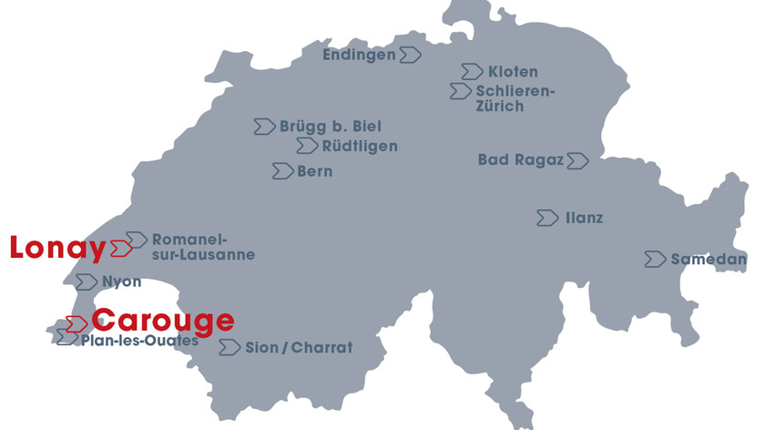 Karte für die Standorte für Pest Control in der Westschweiz
